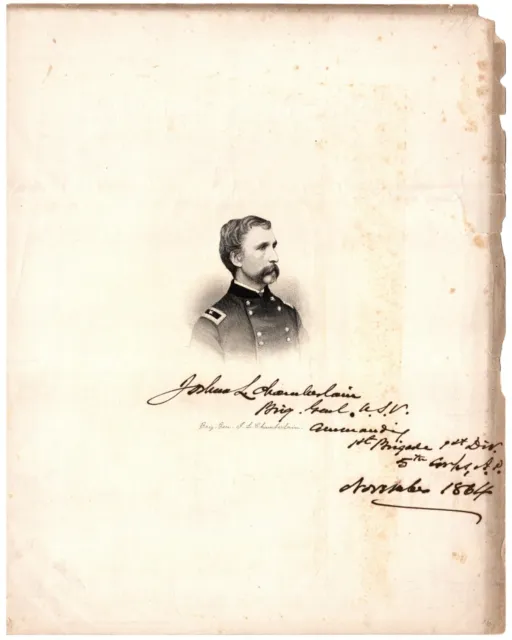 Excessively Rare Civil War-Dated Photograph SIGNED Joshua Lawrence Chamberlain