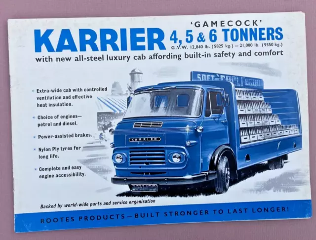 Karrier 4,5 & 6 Tonners - Rootes Commercial Sales Brochure 1959 Petrol / Diesel