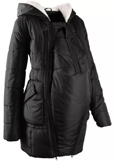 Neu Gefütterte Umstandsjacke mit Baby-Einsatz Gr. 34 Schwarz Damen Jacke Mantel