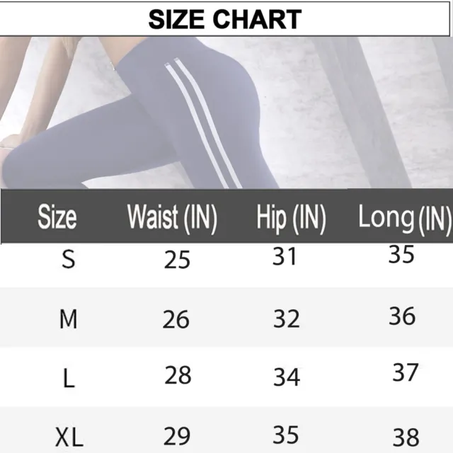 Women High Waist Gym Leggings Stripe Fitness Sports Running Ladies Yoga Pants 3