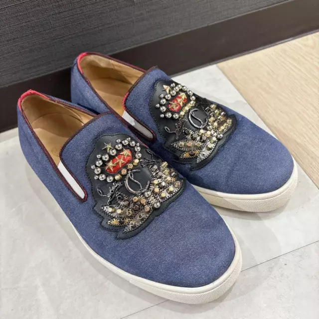 CHRISTIAN LOUBOUTIN SNEAKERS Slip-on Shoes Studded Size 40 US About7 ...