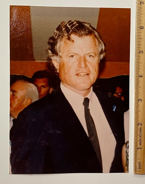 ORIGINAL EARLY 80 S Candid Personal Photo Of Ted Kennedy In Suit Tie 