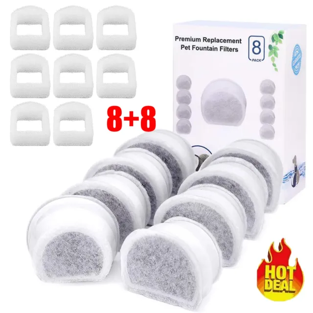8+8 Pack Replacement Foam Filter for Petsafe Drinkwell Pet Fountain
