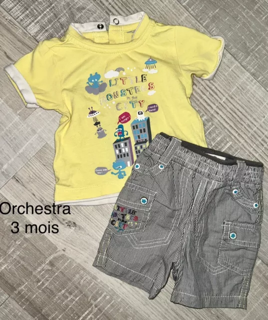 Orchestra 3 Mois GARÇON  : ENSEMBLE 2 PIECES T Shirt + Short Été