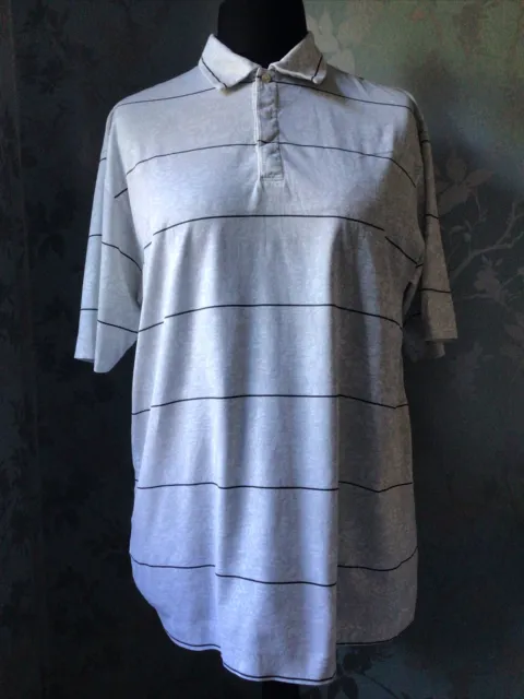 Tiger Woods Mens 100% Cotton White Grey Mottled Print Polo Shirt Size Medium