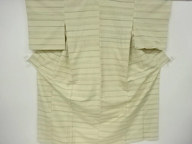 6210120: Japanese Kimono / Antique Hitoe Kimono / Fushi Tsumugi / Woven Stripes