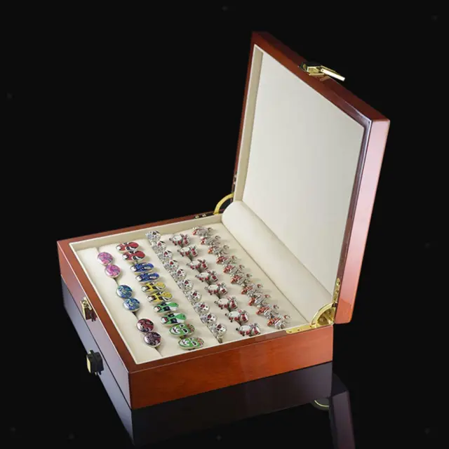 Retro Large Wood   Earring Cufflink Jewelry Display Box Storage Organizer