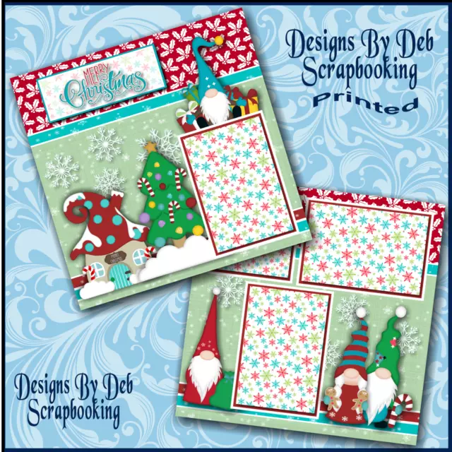 CHRISTMAS GNOMES Premade Scrapbook Pages paper printed layout DBDS