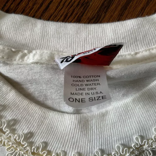 VINTAGE SINGLE STITCH T Shirt Women’s White Embellished Cottage Core OS ...