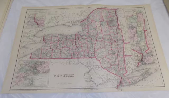 1876 Antique COLOR Map///NEW YORK, Published by Gray, Size about 17x27"