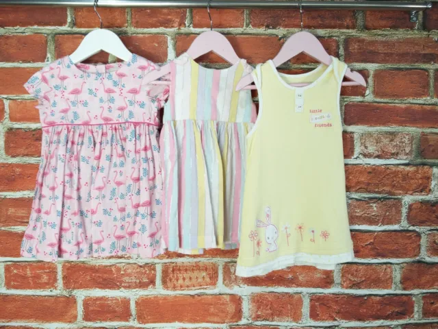 Girls Bundle Aged 9-12 Months J Lewis M&S Bluezoo Summer Dresses Flamingo 80Cm