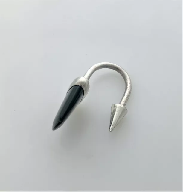 Taxco Mexico Sterling Silver & Onyx Key Ring 1967 Great Utility! Great Gift!