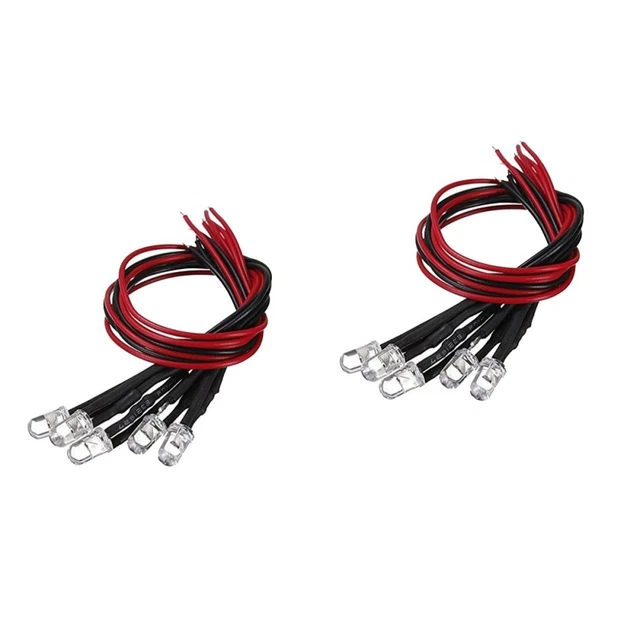 2x Piccola Luce Flash LED Luce Precablata Luci LED Precablate per Giocattoli RC