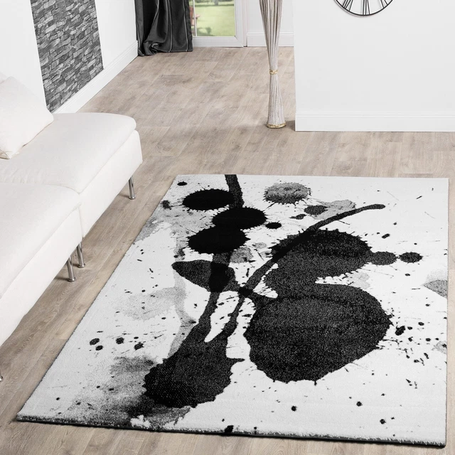 Tapis Salon Chambre Adulte Poils Ras Moderne Motif Abstrait Multicolore