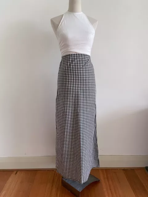 vintage black and white gingham check halter maxi dress halter boho 2