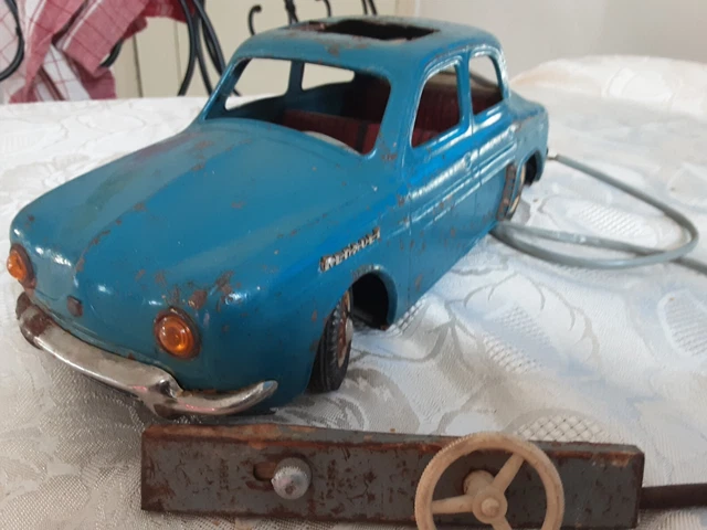 Renault Dauphine Grise Joustra - 31 Cm, Tôle, Friction, Fabriquée En France