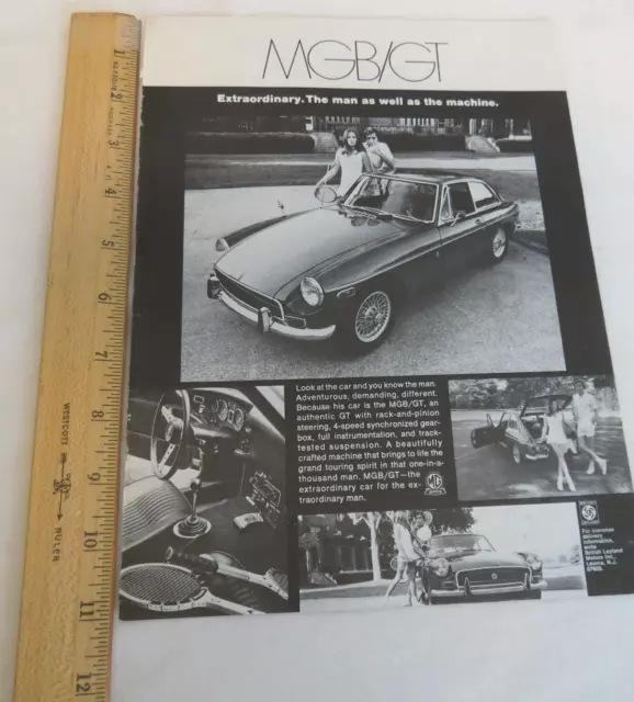 MGB/GT Automobile Car Advertising Print Ad Extraordinary. The man as well VTG 2