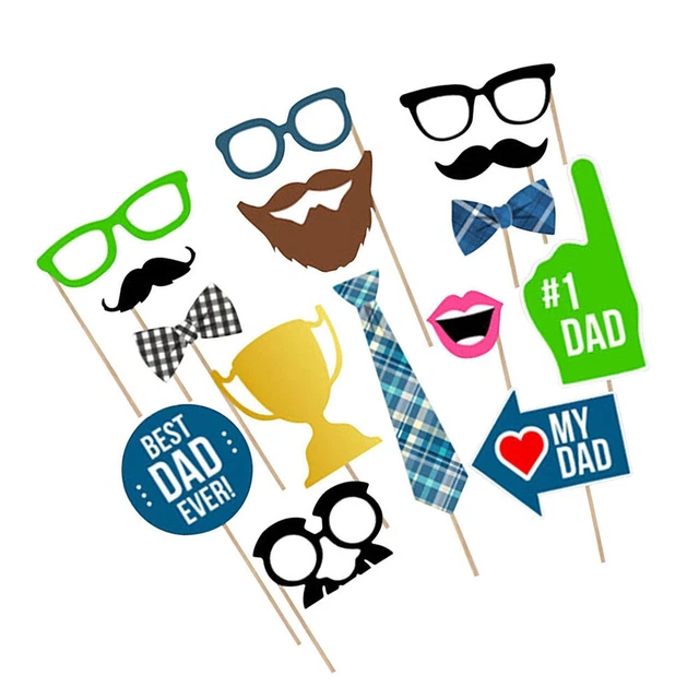 15 piezas/juego de accesorios de cabina de fotos de fiesta para el mejor papá del día del padre Farther's B