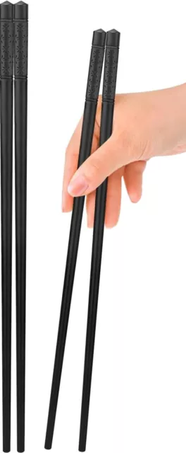 1x Pair Black Fibreglass Chinese Japanese Chopsticks Non-Slip Stain-Resistance