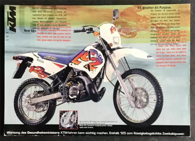 KTM LC2 125 Motorcycle Sales Specification Leaflet Undated GERMAN & ENGLISH TEXT