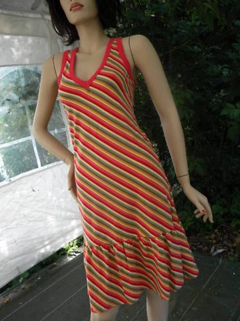 Robe D'été Esprit EDC - Style Seventies à Rayures Rouge/Orange - Taille XL (44-46) - Neuve Avec Étiquettes