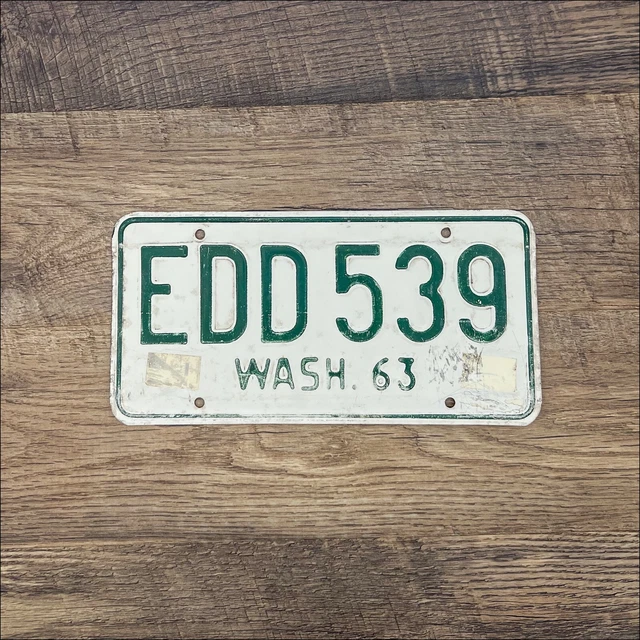 ORIGINAL WASHINGTON 1963 License Plate EDD 539 Yakima County DMV