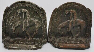 Native American Indian Brass Cast Metal End of the Trail War Horse Bookends