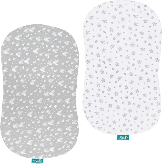 Halo Bassinest Swivel Flex Glide Bassinet Sheets 2 Pack Breathable Grey White