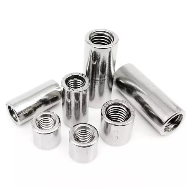 M3-M12 304 Stainless Steel Long Lengthen Round Coupling Connector Sleeve Nut