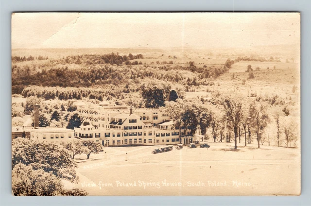 RPPC South PolME-Maine Aerial View from PolSpring House c1928 Vintage Postcard