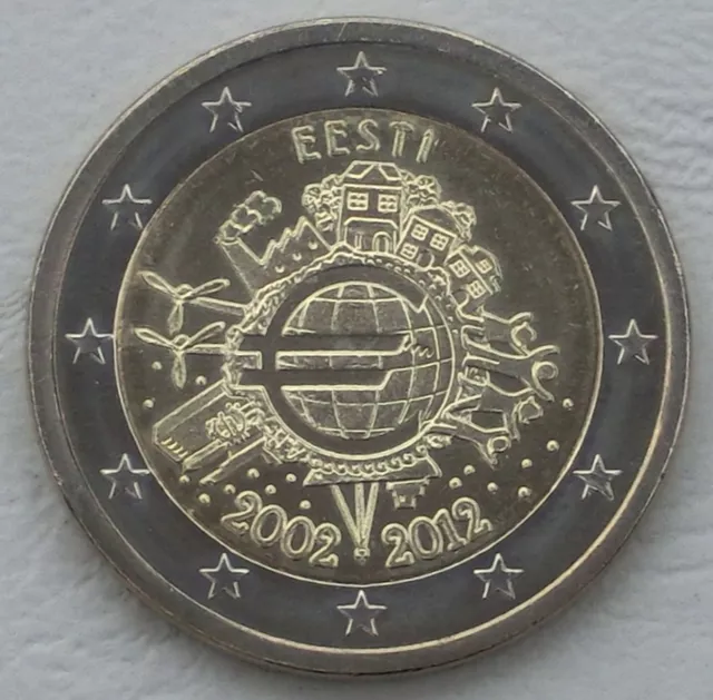 2 Euro Gedenkmünze Estland 2012 10 Jahre Euro unz.
