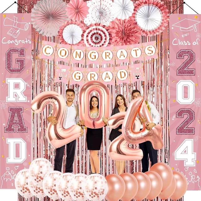 GRADUATION DECORATIONS 2024 Rose Gold Graduation Party Decorations