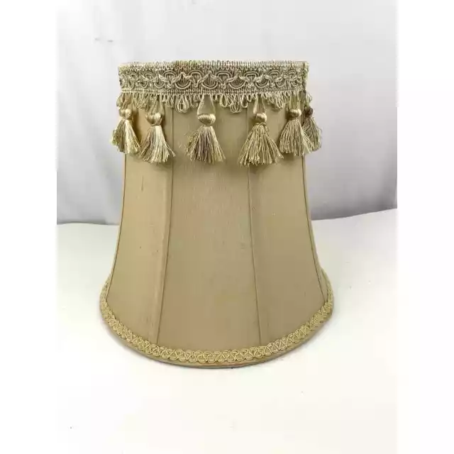 VTG Champagne Fringe Trim Victorian Lamp Shade ONLY 11" Tall