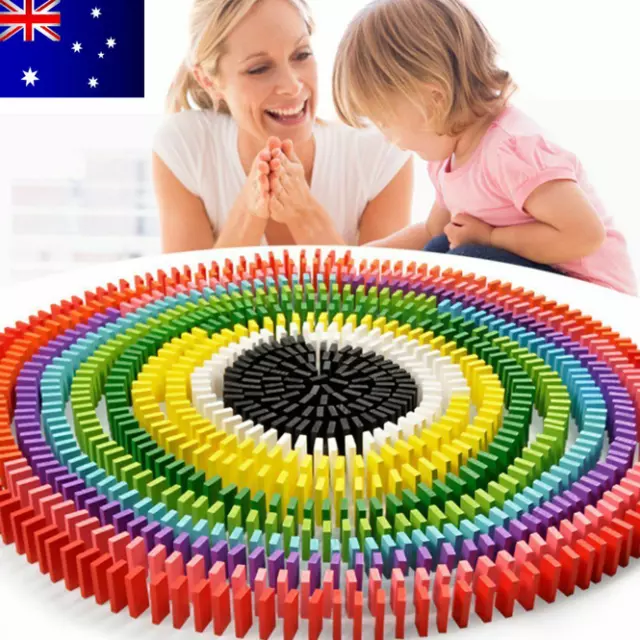 480/960Pcs Wooden Coloured Tumbling Dominoes Family Games Kids Play Set Toy Gift