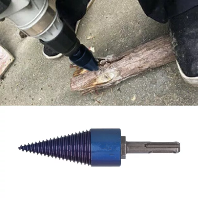 32mm Firewood Log Splitter Drill Bits HSS Blue-Plated Round Shank Wood Cone