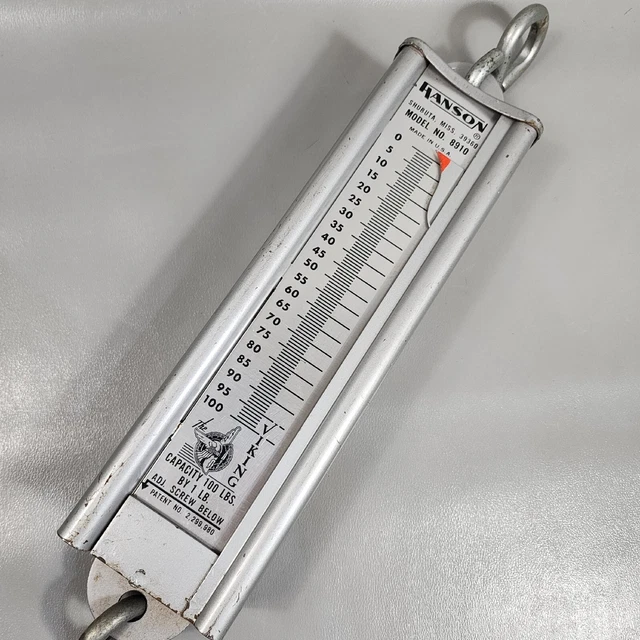 VINTAGE HANSON THE Viking 8910 Hanging Scale Steel Hook 100 lbs. Silver