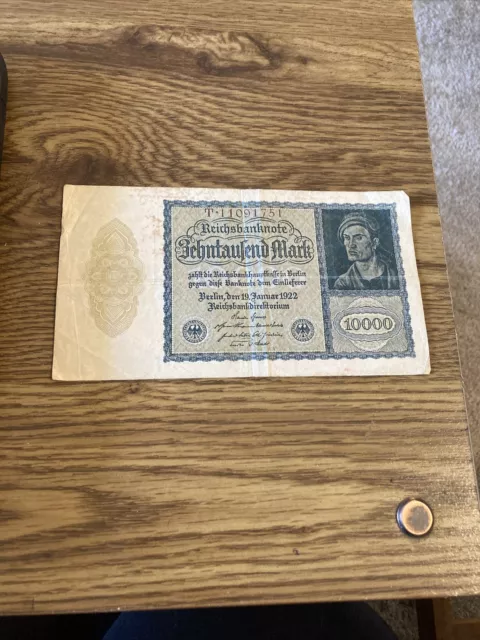 1922 German 10000 Reichsbanknote AKA the FAMOUS VAMPIRE BILL