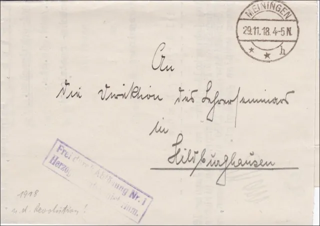 Herzogliches Staatsministerium Meiningen 1918 nach Hildburghausen