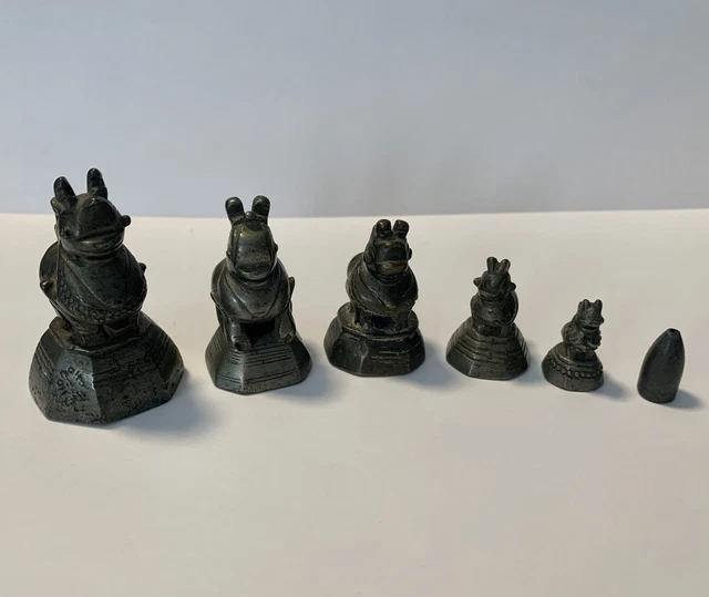 Antique Opium Beast Weights - Chinese or Burmese - Set of 6 Graduated Bronze