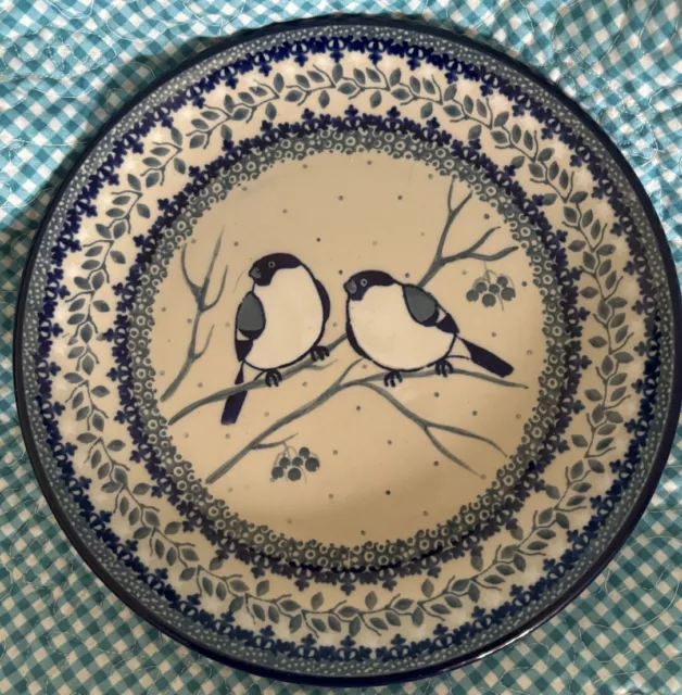 Blue Rose Polish Pottery Bluebird Salad  Plate