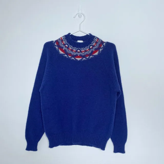 Maglione vintage blu Littlewoods taglia S-M nonna misto lana anni '80 retrò