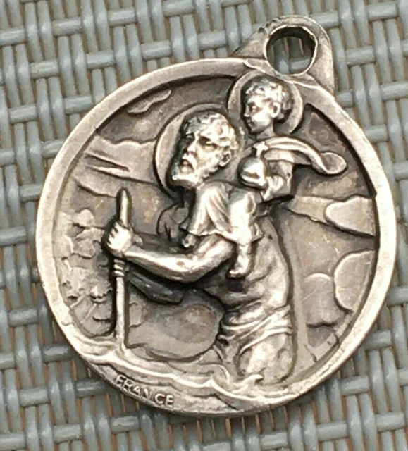 RARE MÉDAILLE RELIGIEUSE Ancienne Saint Christophe Signée EUR 9,90 - FR