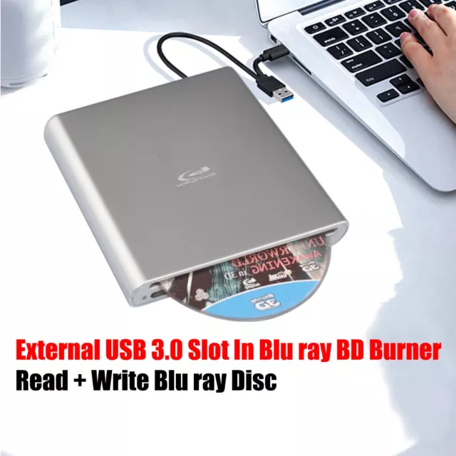 Blu ray Burner External BD-R VCD DVD CD RW Disc Writer PC Laptop Movie Player