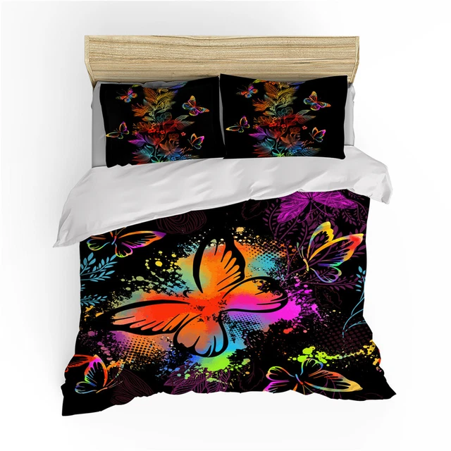 COLOR BUTTERFLY DOONA/DUVET/QUILT Cover Set Single/Double/Queen/King Size Bed EUR 56,28