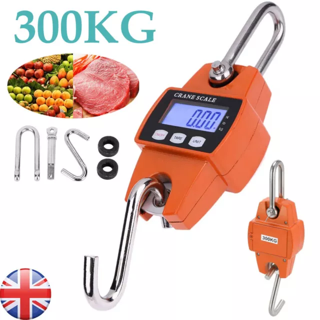 Mini Crane Scale Portable LCD Digital Electronic Hook Hanging Weight 300kg UK