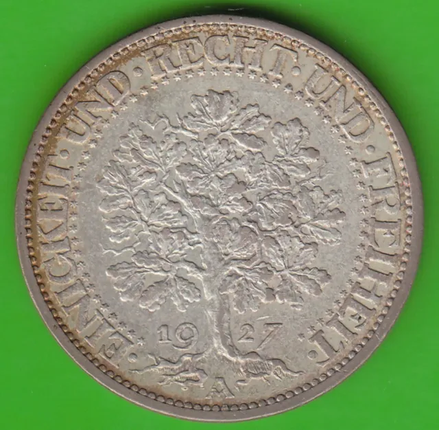 Münze Silber Mark 5 Reichsmark 1927 A Eichbaum besser als sehr schön nswleipzig