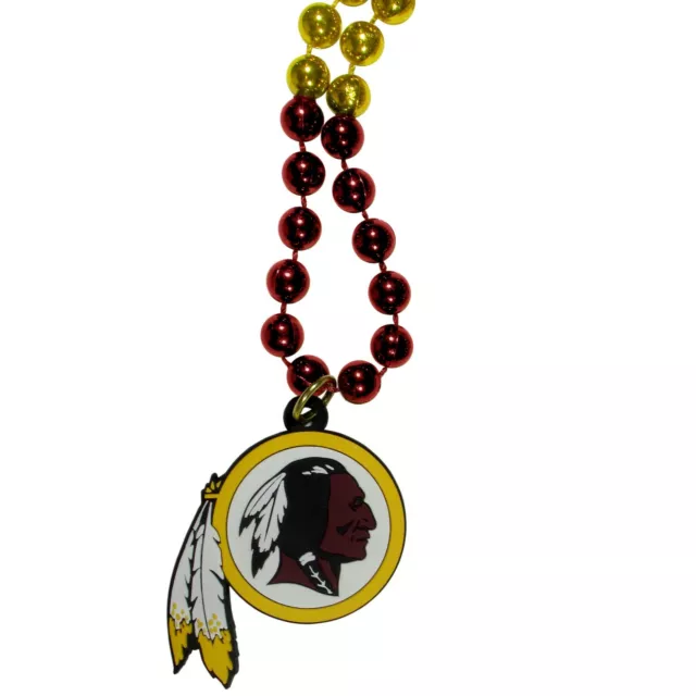 Washington Redskins Mardi Gras Beads Necklace w/ Team Logo - NFL Football 2