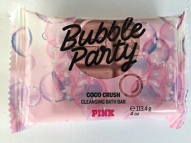 2 Victorias Secret PINK BUBBLE PARTY Cleansing Bath Bar COCO CRUSH SCENT  4oz NEW