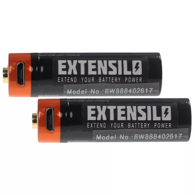 2x Batterie AA 920mAh Li-Ion Micro USB universel