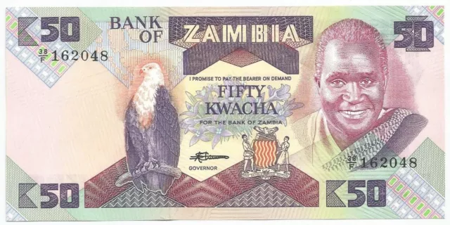 Zambia Money 50 Kwacha 1986 Currency Money Note Unc Banknote Bill Cash